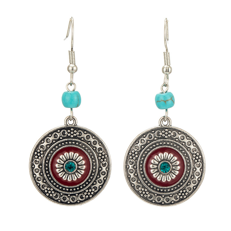 Alloy Bohemian Round Drip Earrings