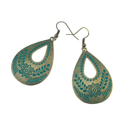 Turquoise engraved earrings wholesale