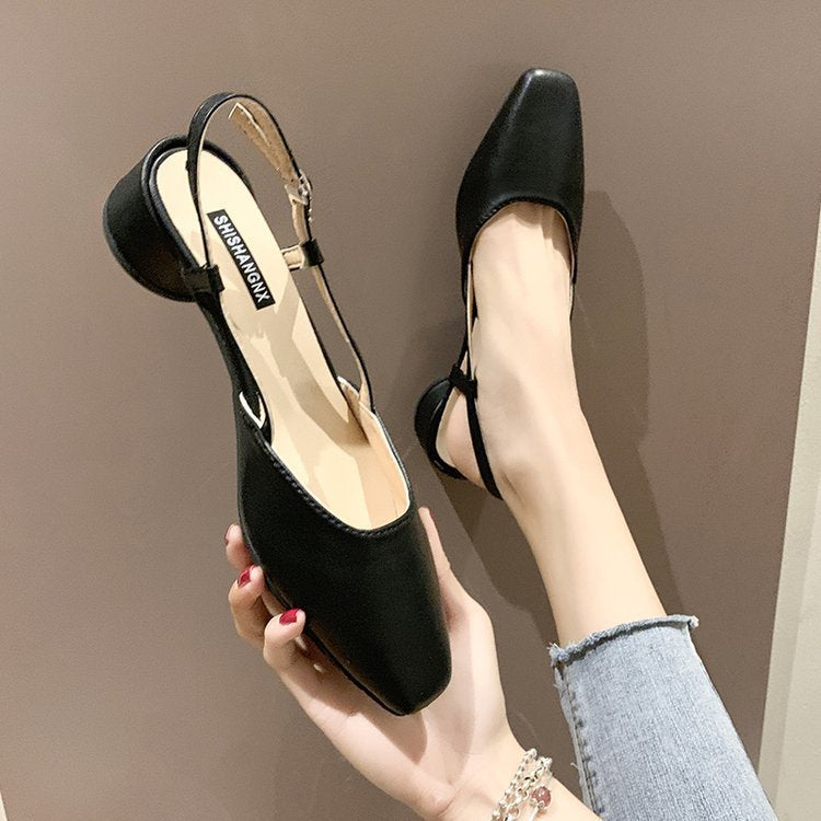 One-word buckle bag head simple women's shoes