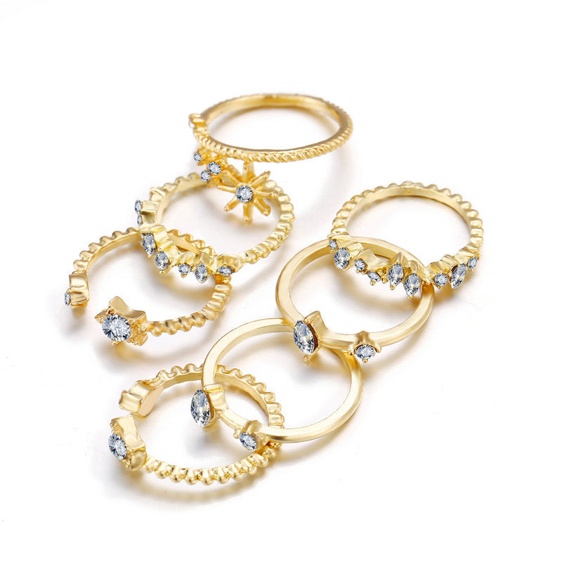 Star Moon Ring Set 7-piece