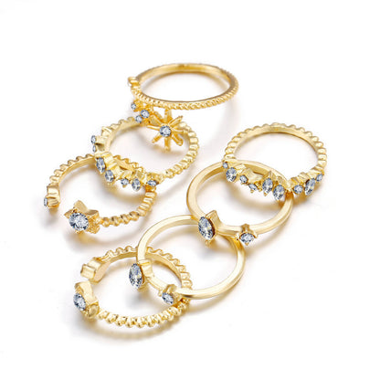 Star Moon Ring Set 7-piece