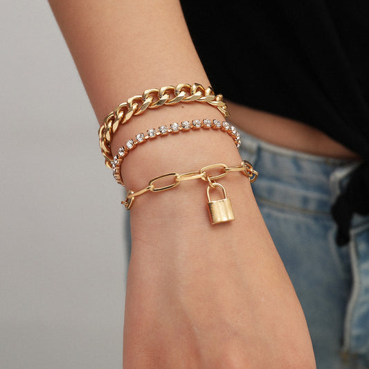 Lock mix and match chain bracelet