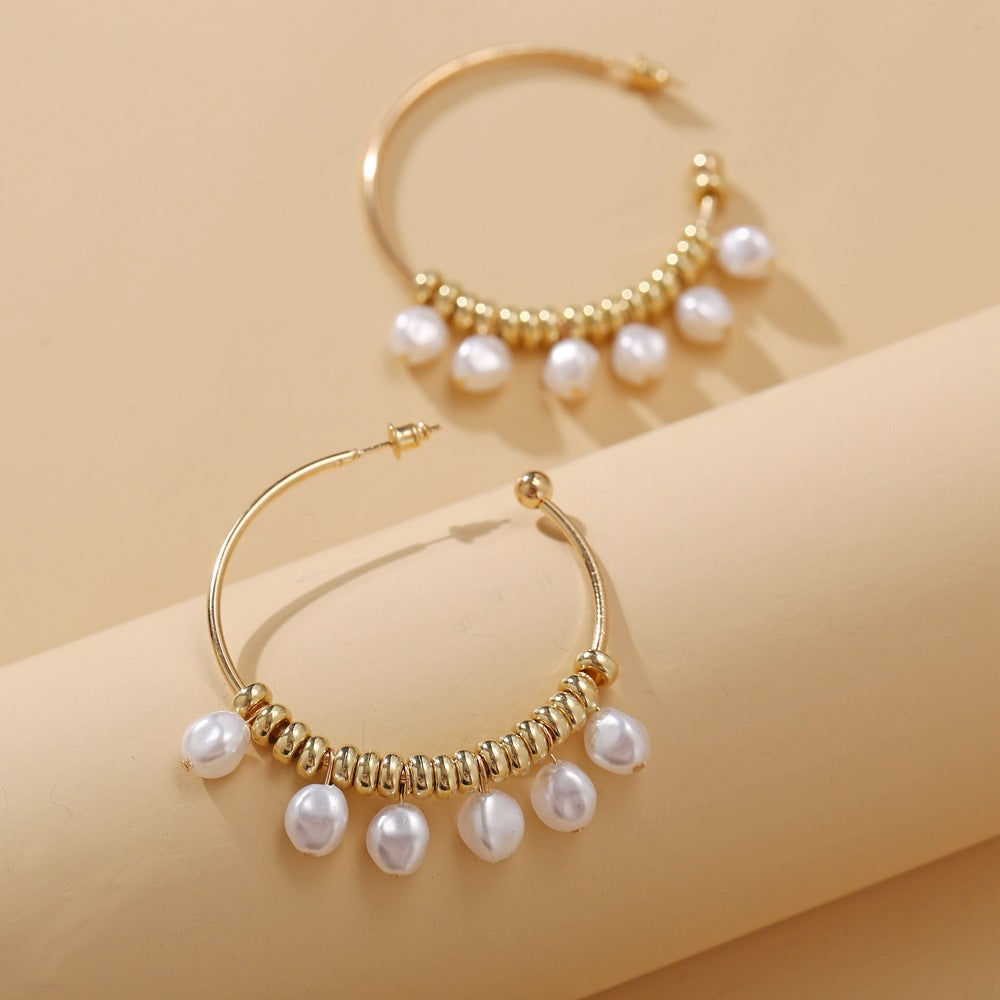 New Six Pearl Drop Earrings