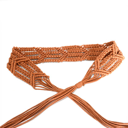 Wax rope woven waist chain women's