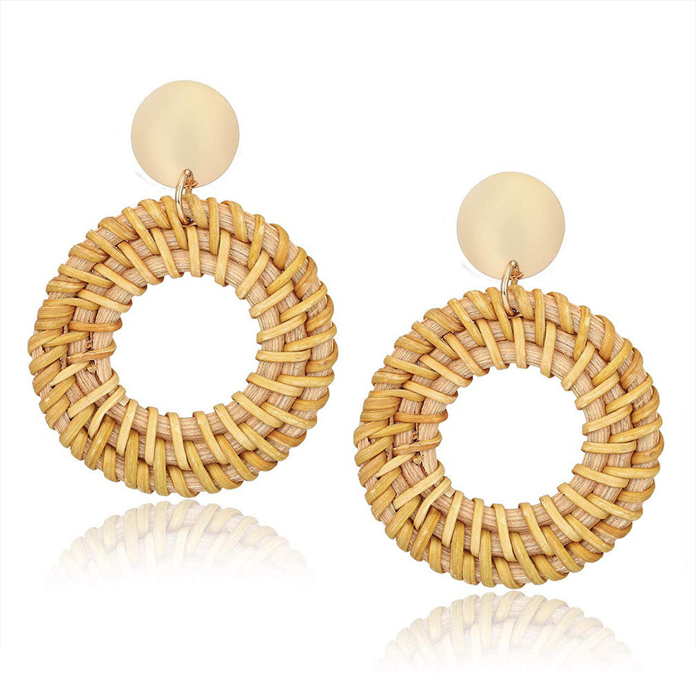 Handmade rattan earrings