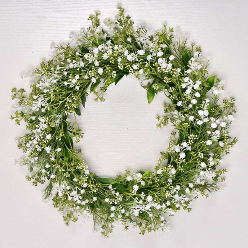 Anillo estrellado blanco grande, decoración de puerta de girasol, anillo de hierba 