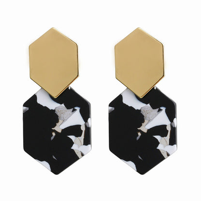 Hexagonal rhombus metal earrings fashion