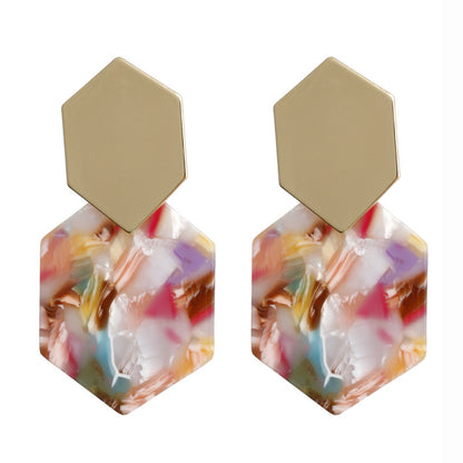 Hexagonal rhombus metal earrings fashion