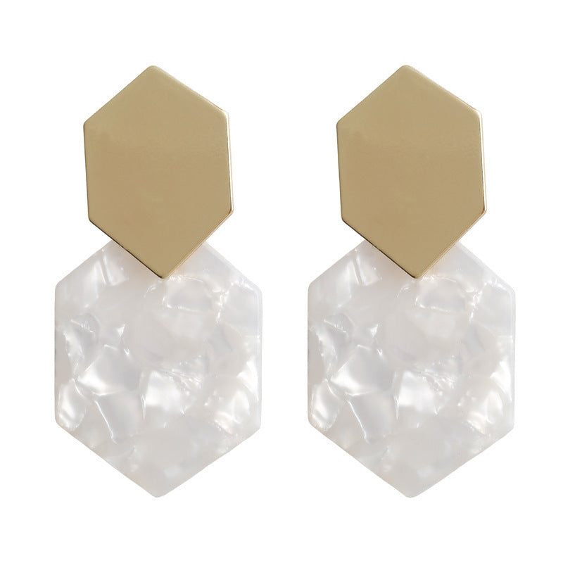 Hexagonal rhombus metal earrings fashion