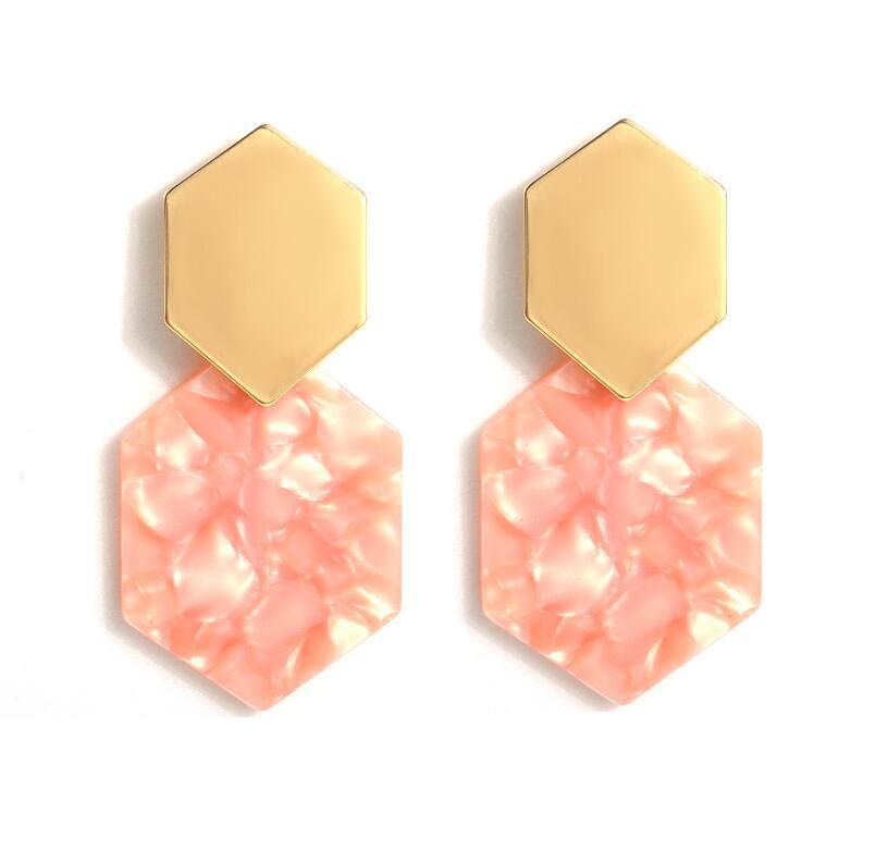 Hexagonal rhombus metal earrings fashion