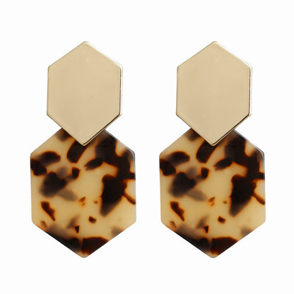 Hexagonal rhombus metal earrings fashion