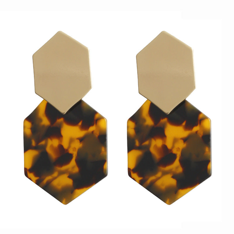 Hexagonal rhombus metal earrings fashion