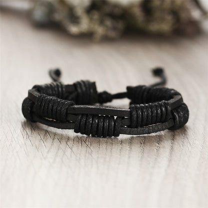 Personalized braided DIY artificial leather bracelet