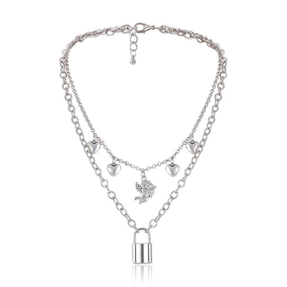 Lock shape love alloy necklace