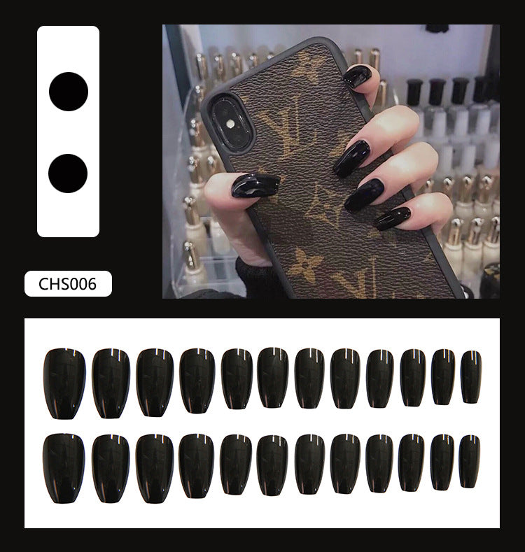 Black Detachable Wearable Fake Nail Pieces