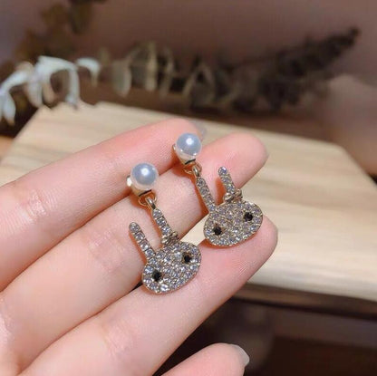 Rabbit full of drill stud earrings