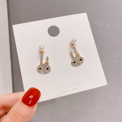 Rabbit full of drill stud earrings