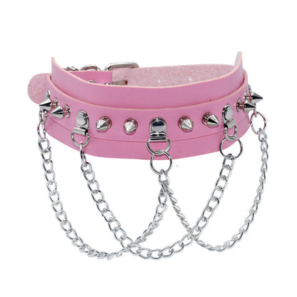 Exaggerated PU leather collar