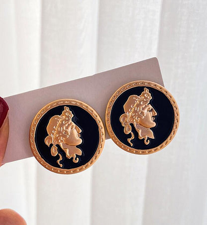 Portrait earrings coin earrings