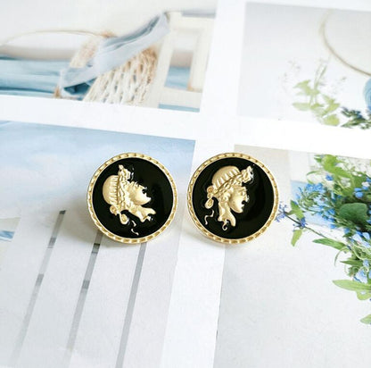 Portrait earrings coin earrings