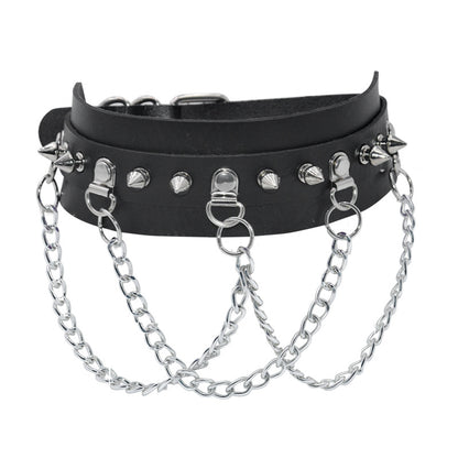 Exaggerated PU leather collar