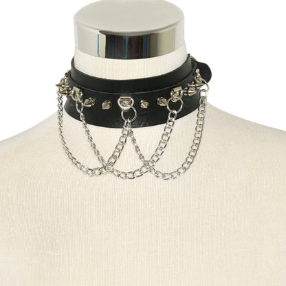 Exaggerated PU leather collar