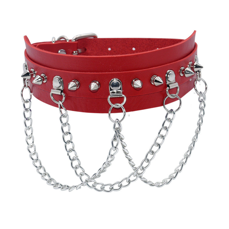 Exaggerated PU leather collar