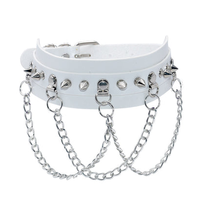 Exaggerated PU leather collar