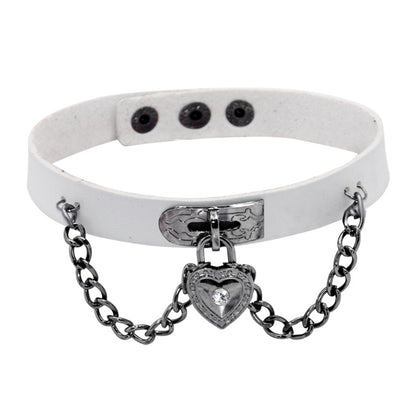 Heart lock leather collar