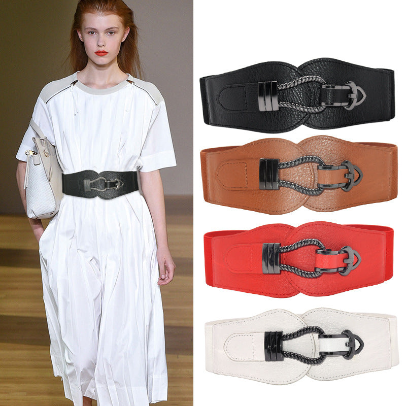 Versatile elastic wide belt women