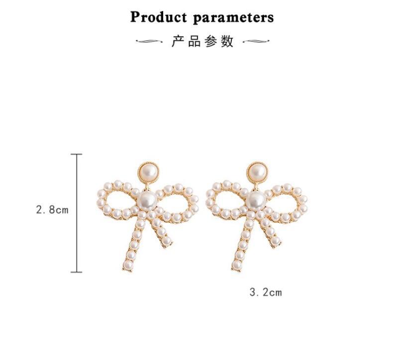 Bow pearl earrings for women