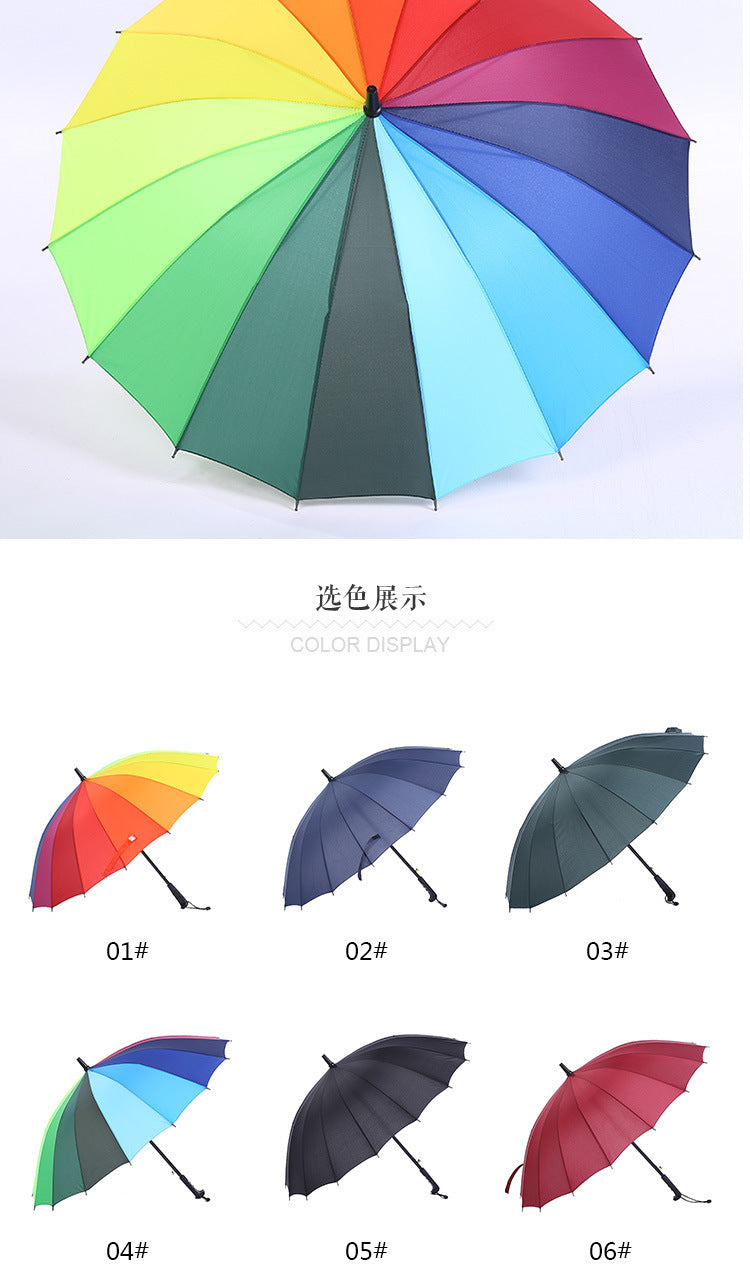 16-Rib Long Handle Umbrella Automatic UV Protection