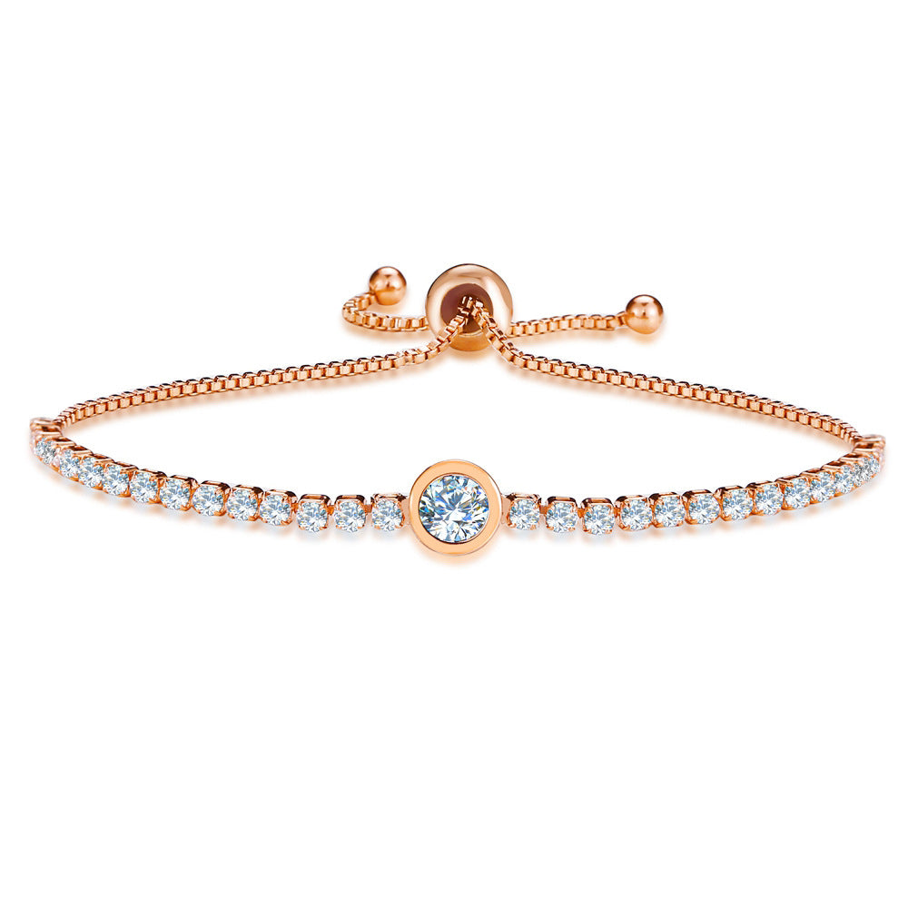 Pulsera de oro de una hilera de diamantes para mujer 