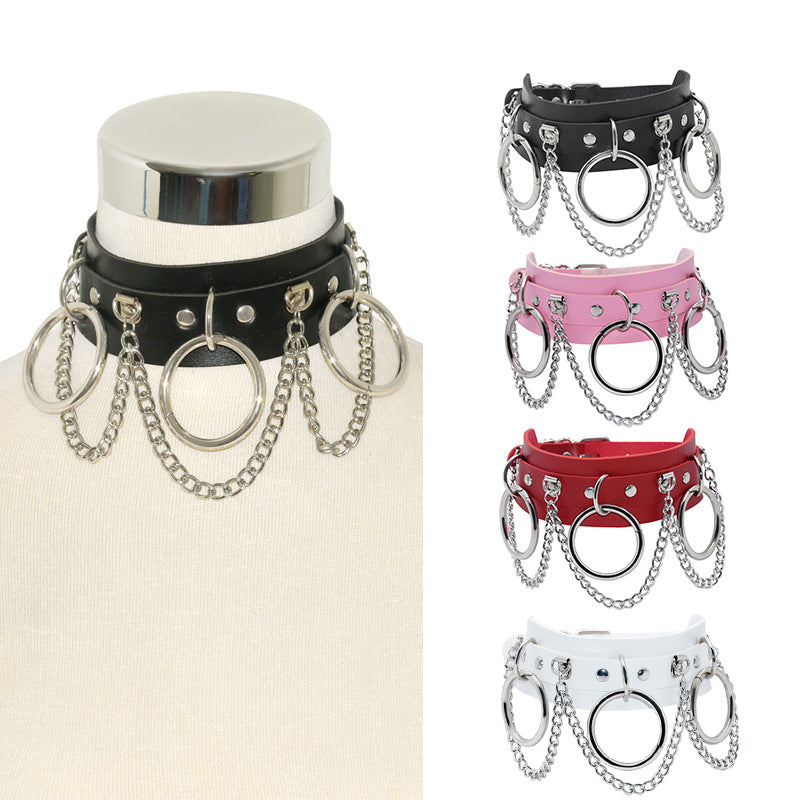 Exaggerated PU leather collar necklace