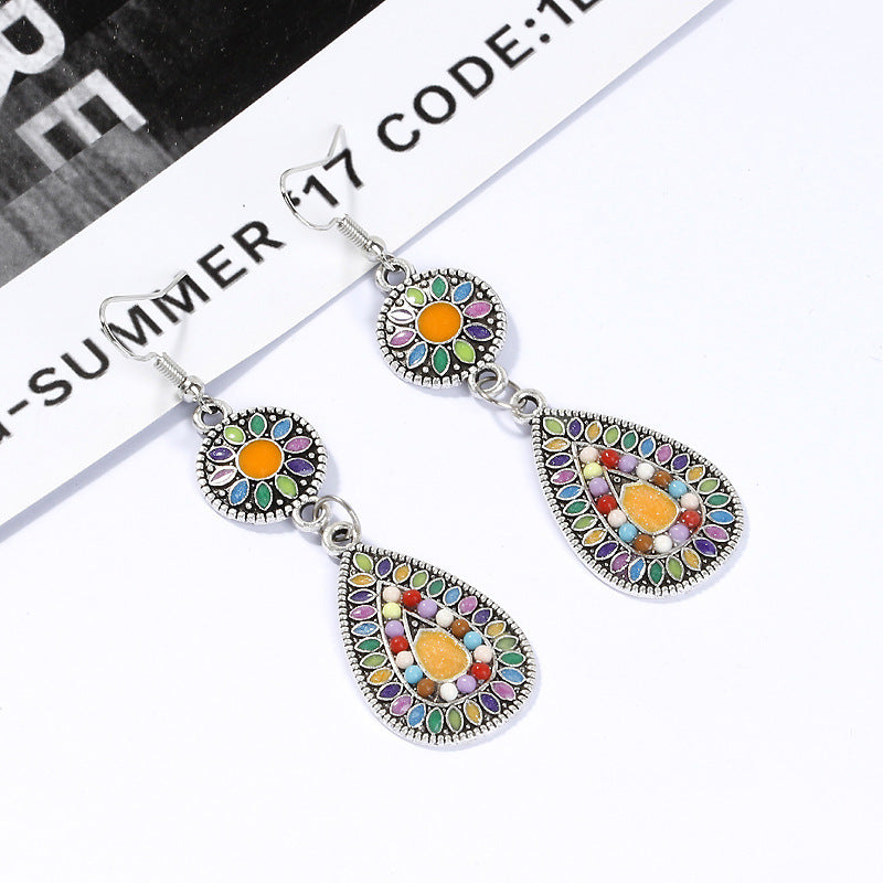 Oil drop alloy pendant earrings