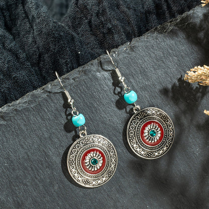 Alloy Bohemian Round Drip Earrings