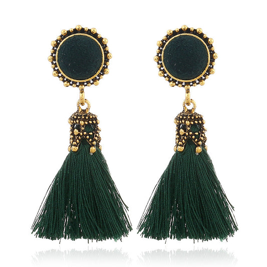 Fan-shaped fringed earrings for women