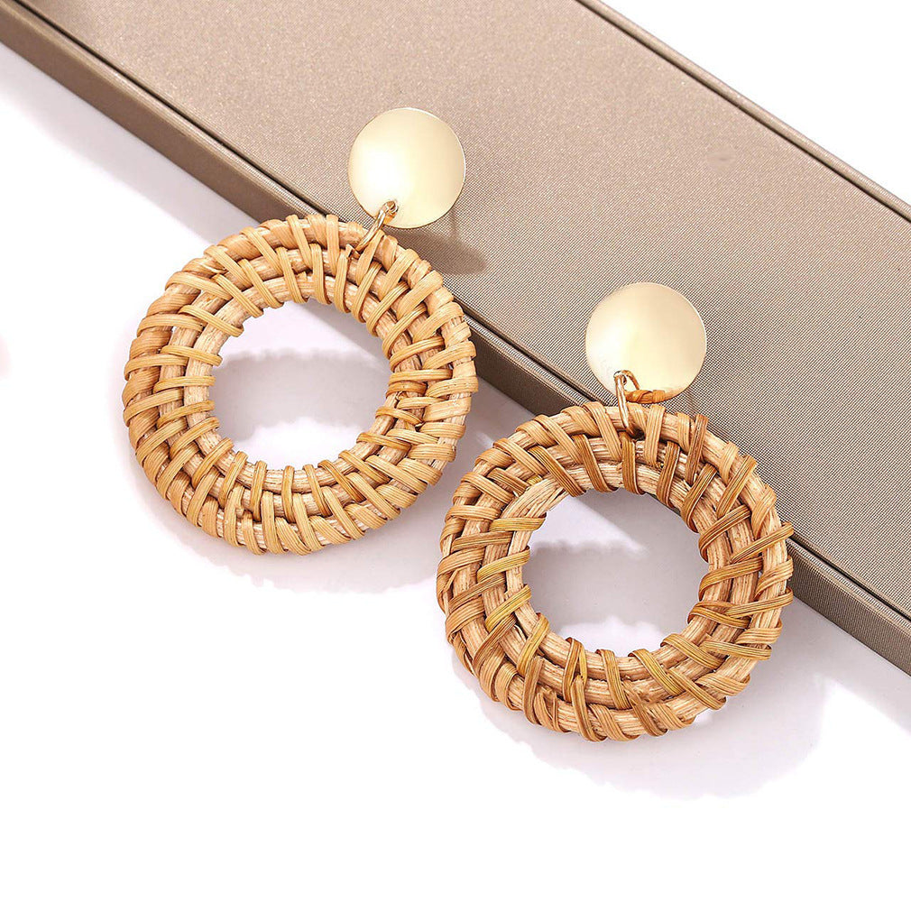 Handmade rattan earrings