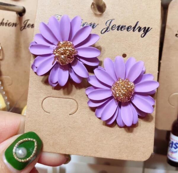 Colored Chrysanthemum Flower Earrings