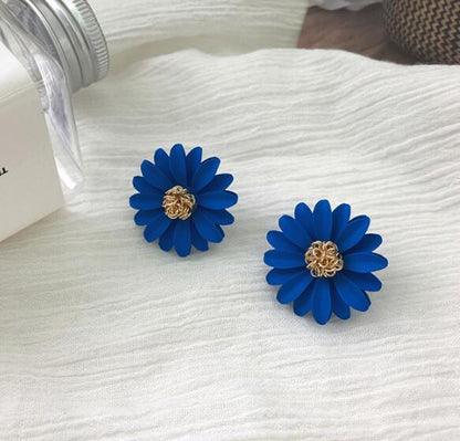 Colored Chrysanthemum Flower Earrings