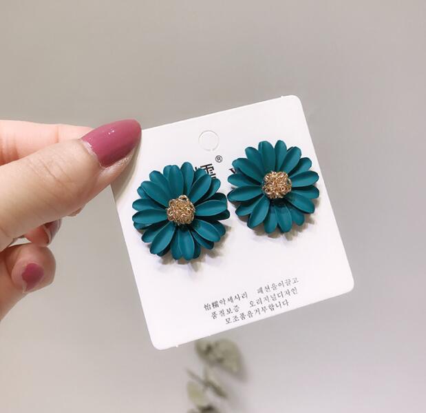 Colored Chrysanthemum Flower Earrings