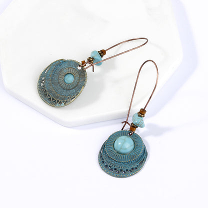 Long round turquoise earrings