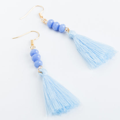 Acrylic beaded fringed earrings