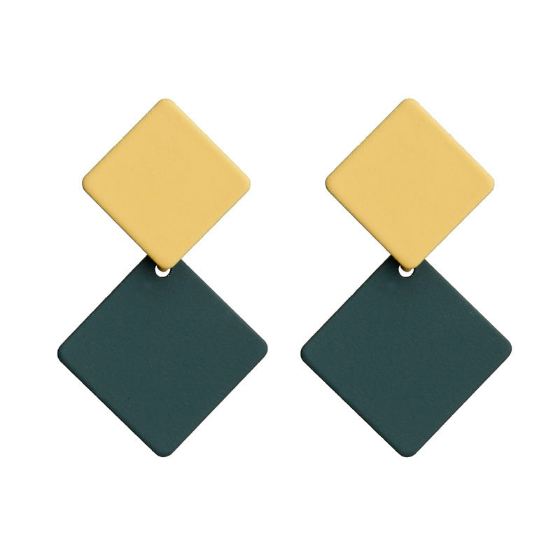 Lacquered geometric square earrings