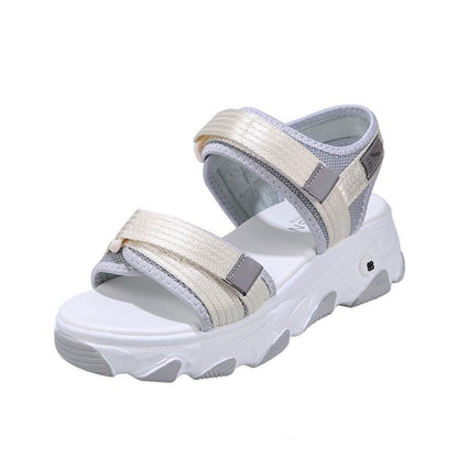 Beach shoes with velcro platform soles