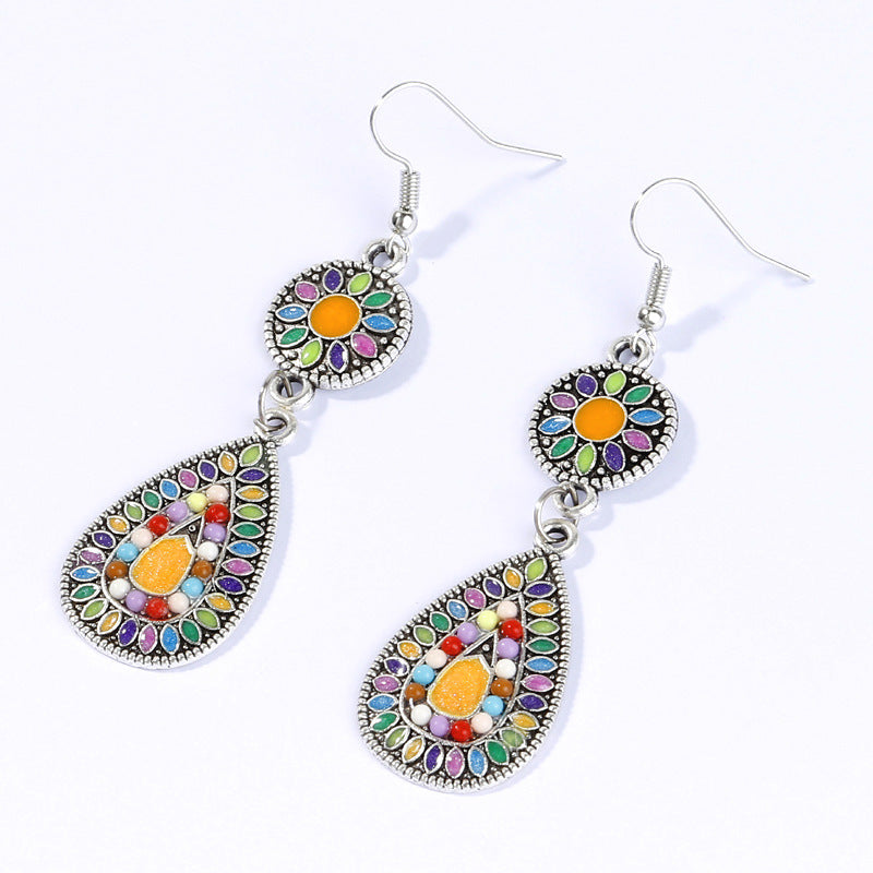 Oil drop alloy pendant earrings