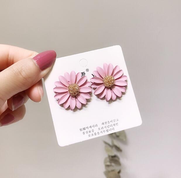 Colored Chrysanthemum Flower Earrings