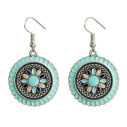 Round alloy drip sunflower earrings