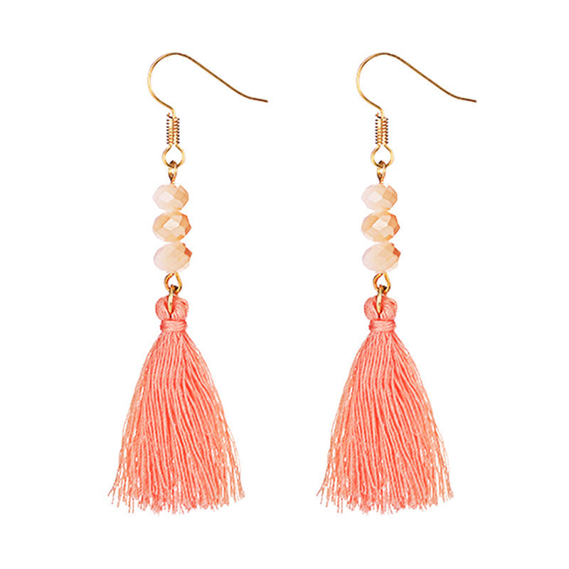 Acrylic beaded fringed earrings