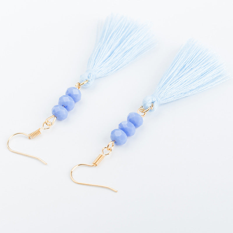 Acrylic beaded fringed earrings